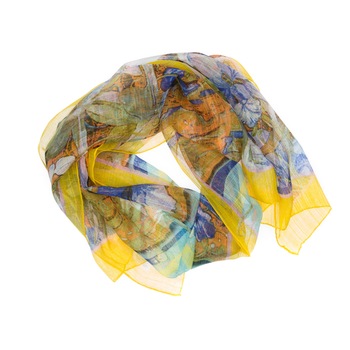 Esarfa, de dama, Buticcochet, cu imprimeu multicolor, 50x160 cm - ES518 Esarfa, de dama, Buticcochet, cu imprimeu multicolor, 50x160 cm - ES518