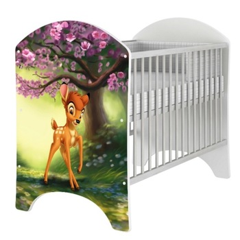 Patut pentru bebelusi IGlobal, Disney, Bambi Natural, cu saltea, 120x60 cm, Alb/Multicolor Patut pentru bebelusi IGlobal, Disney, Bambi Natural, cu saltea, 120x60 cm, Alb/Multicolor