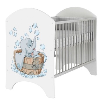 Patut pentru bebelusi IGlobal, Disney, Dumbo, cu saltea, 120x60 cm, Alb/Multicolor Patut pentru bebelusi IGlobal, Disney, Dumbo, cu saltea, 120x60 cm, Alb/Multicolor