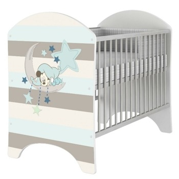 Patut pentru bebelusi IGlobal, Disney, Mickey Baby, cu saltea, 120x60 cm, Alb/Multicolor Patut pentru bebelusi IGlobal, Disney, Mickey Baby, cu saltea, 120x60 cm, Alb/Multicolor