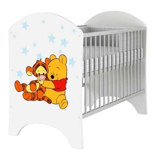 Patut pentru bebelusi IGlobal, Disney, Winnie the Pooh Baby Pooh, cu saltea, 120x60 cm, Alb/Multicolor