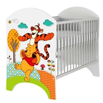 Patut pentru bebelusi IGlobal, Disney, Winnie the Pooh and the Tiger, cu saltea, 120x60 cm, Alb/Multicolor Patut pentru bebelusi IGlobal, Disney, Winnie the Pooh and the Tiger, cu saltea, 120x60 cm, Alb/Multicolor