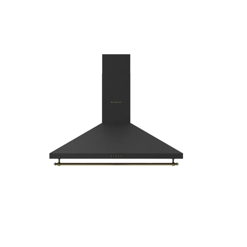 Pachet rustic aragaz Modena 90 cm si hota decorativa 90 cm Tosca, Studio Casa, 5 arzatoare gaz, rotisor, grill electric, gratare fonta, 648 mc /h, finisaj negru