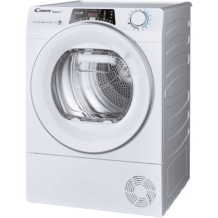 Uscator de rufe Candy RO H8A3TSEX-S, Pompa de caldura, 8 kg, Clasa A+++, Motor Inverter, Conectivitate Wi-Fi+Bt, Easy Case, Dry Senzor, Alb
