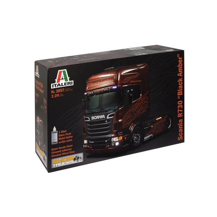 Комплект за сглобяване на камион SCANIA R730 ''BLACK AMBER'', Дължина 23,7 см, Мащаб 1:24, 14+