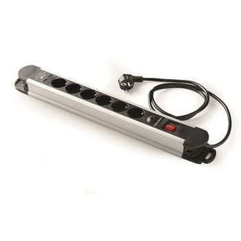 Prelungitor din aluminiu Famatel 6 prize schuko 16A 230V + 2xUSB 2,1A/5V cu protectie la supratensiune Prelungitor din aluminiu Famatel 6 prize schuko 16A 230V + 2xUSB 2,1A/5V cu protectie la supratensiune