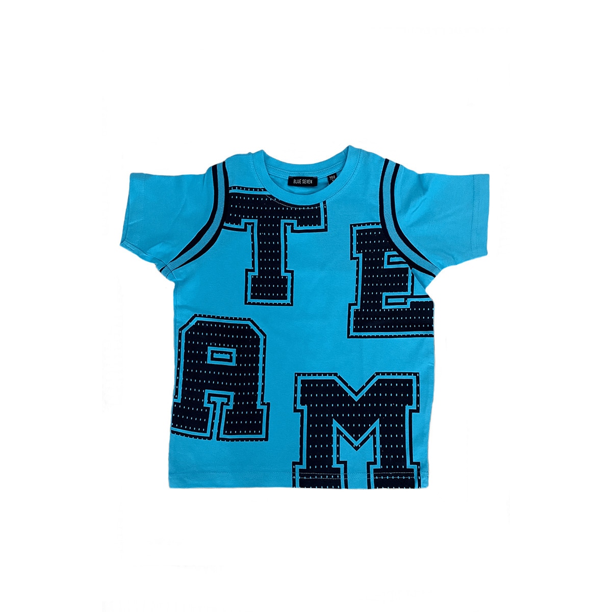 Tricou Blue Seven, cu imprimeu litere, albastru marin, 4 ani