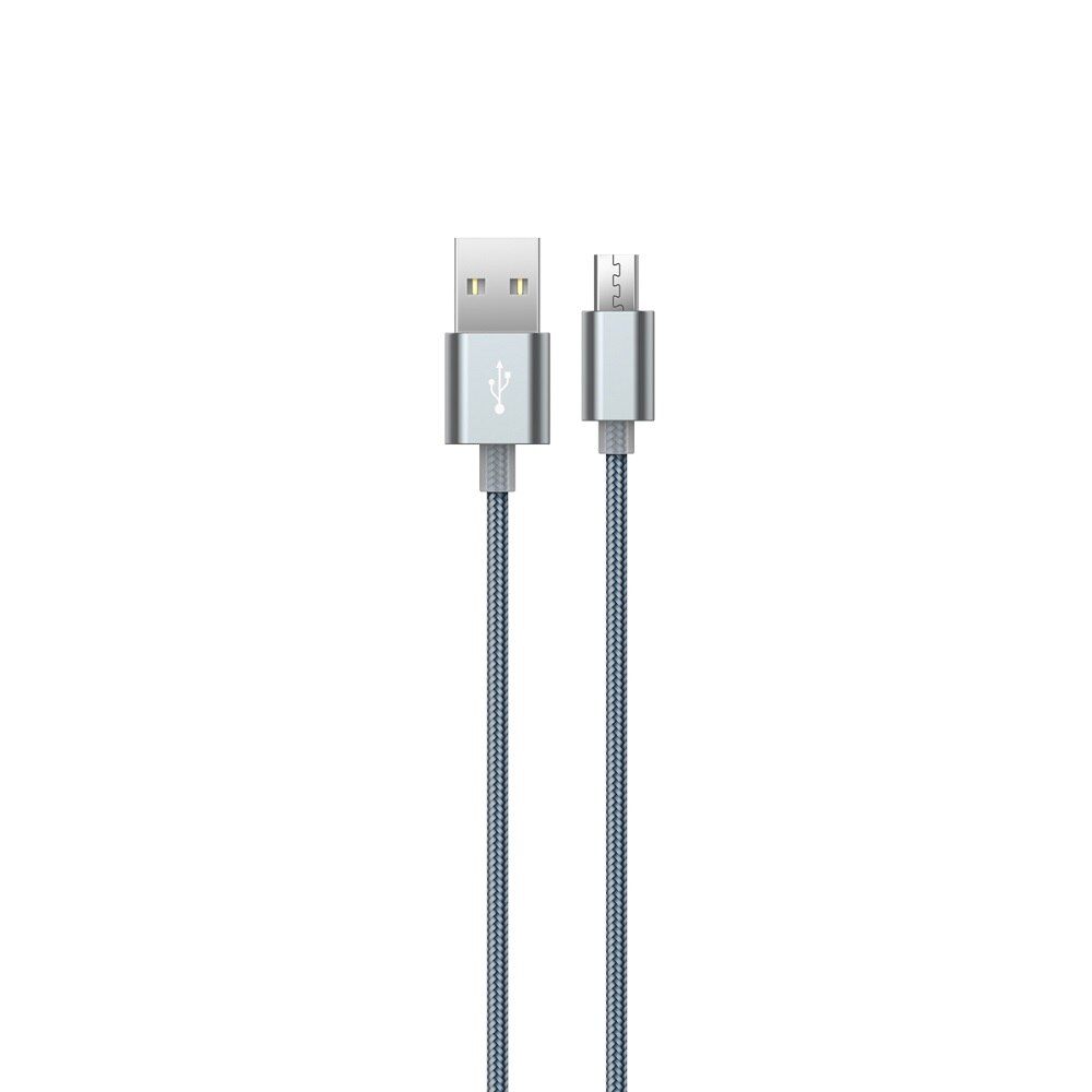 Cablu Devia Gracious MicroUSB, Gray, 1.5m, impletitura textila