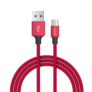 Cablu USB Devia Pheez Series MicroUSB, 1m, Rosu Cablu USB Devia Pheez Series MicroUSB, 1m, Rosu