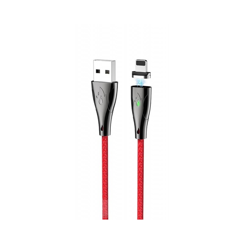 Cablu Incarcare Hoco Blaze Cu Cap Magnetic Detasabil, Compatibil Cu Device-uri Cu Mufa Lightning, Rosu U75