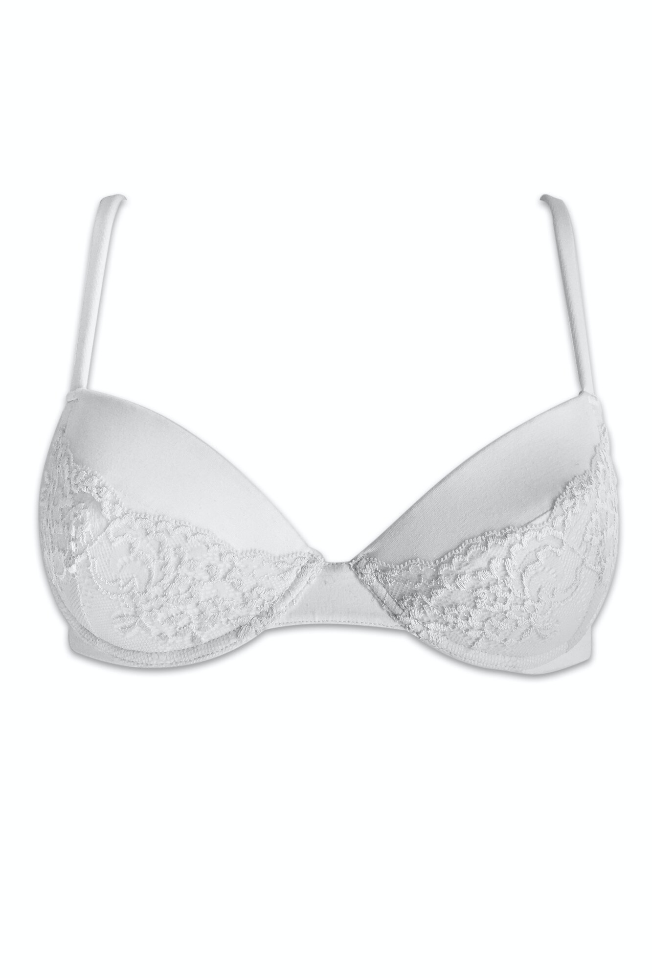 Sutien Captusit Cotton Club Model cu Dantela, Alb