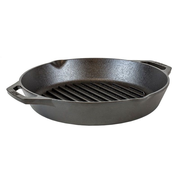 Lodge L-10GPL mély grill serpenyő, öntöttvas, kerek, fogantyúkkal, 30 cm