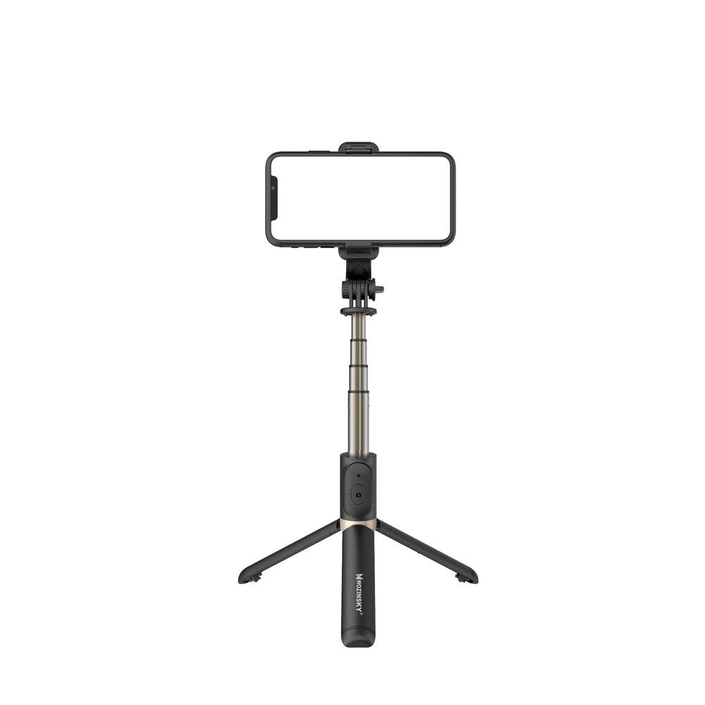 Selfie Stick Wozinsky cu Telecomanda Detasabila si Functie Tripod, Conexiune Wireless, Extensie 74 cm, Negru