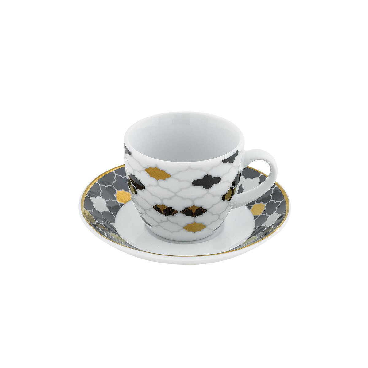 Set cafea 12 piese din portelan, pentru 6 persoane , Haitai Oro Nero
