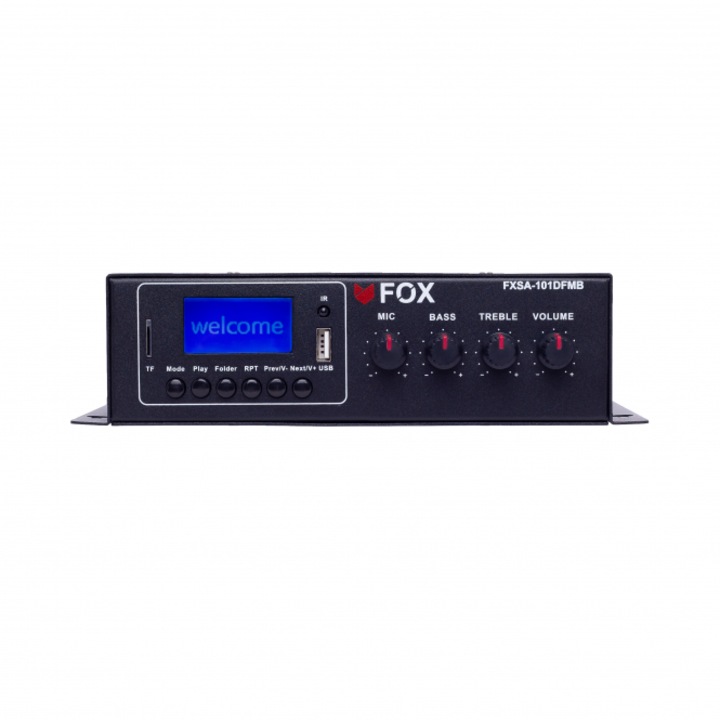 Мини усилвател FOX FXSA-101DFMB, Стерео, 2 x 50 W, Черен