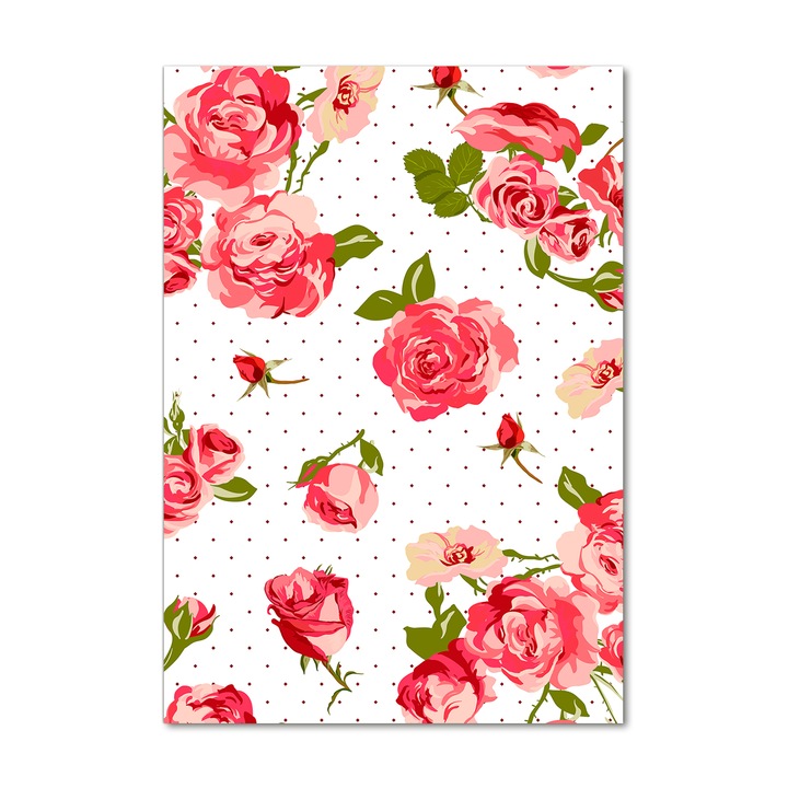 Tablou pe sticla, Tulup, Imagine imprimata sticla, Decorarea peretilor, trandafiri salbatici, 70x100 cm