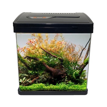 Mini acvariu 23 cm cu filtru si lumina LED Mini acvariu 23 cm cu filtru si lumina LED