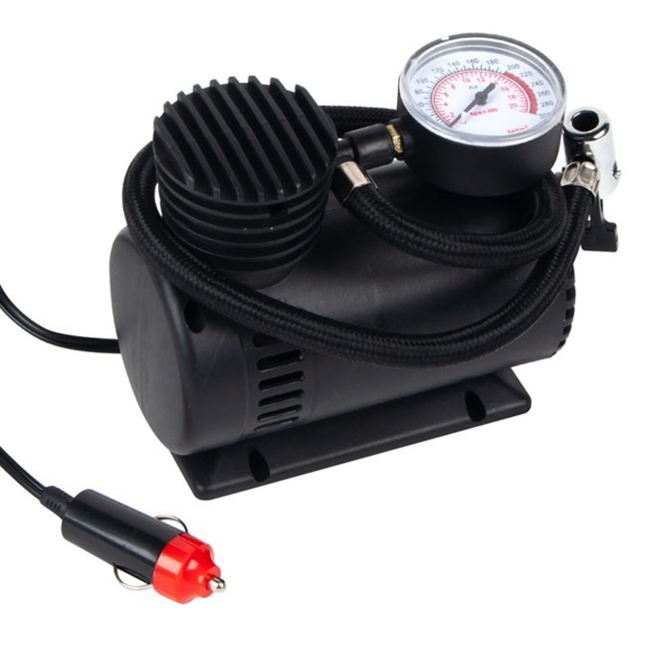 Компресор с 12 V захранване, с индикатор за налягане и щепсел за запалка на автомобил