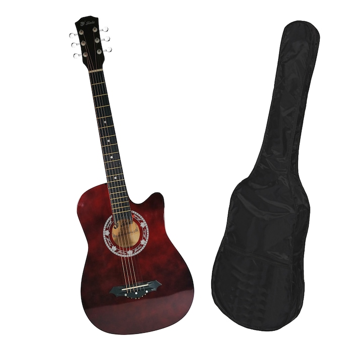 Ideallstore класическа китара Ideallstore, дърво, стил на Cutaway, 95 см, бордо, включени корици