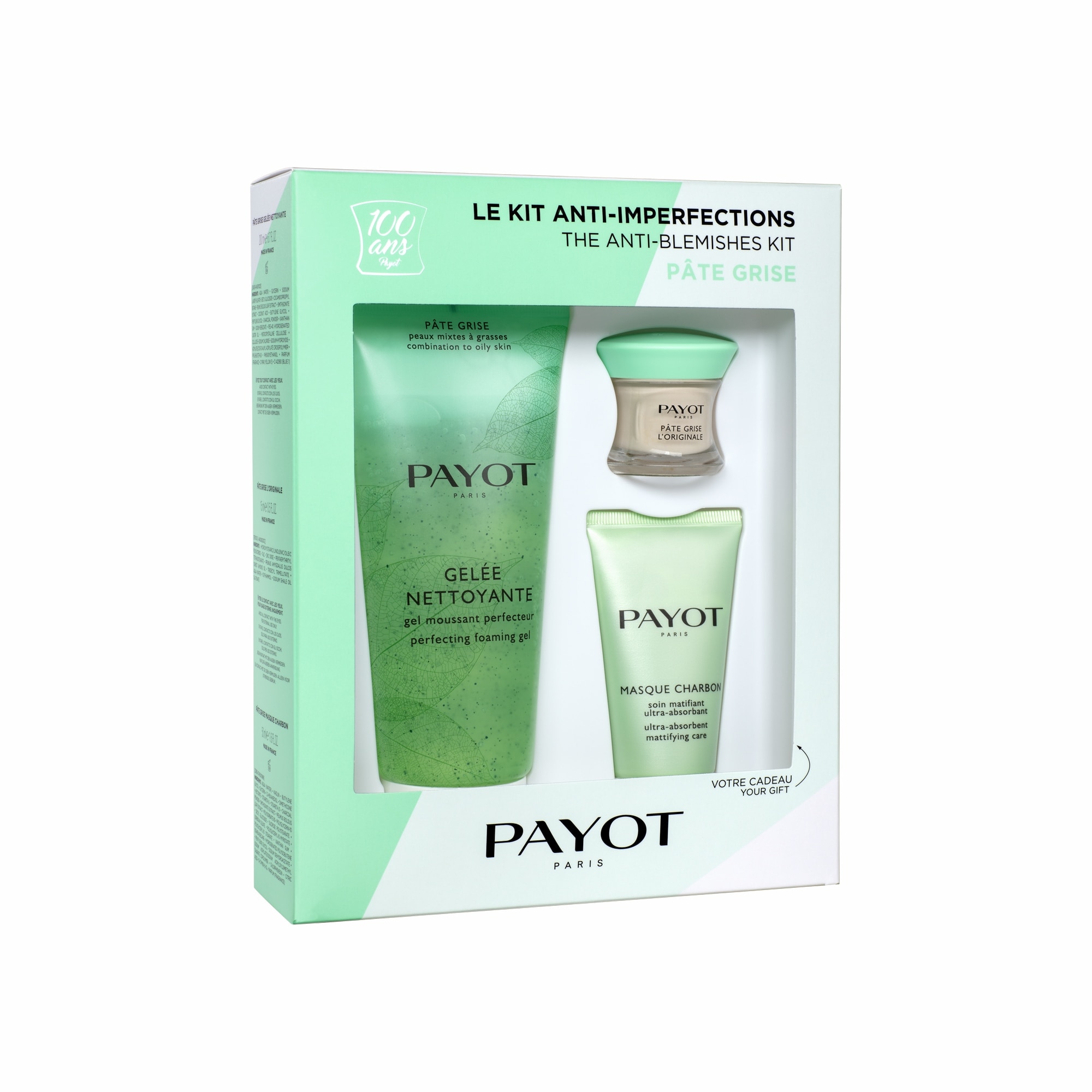 Pate Grise Kit Antiperfectiuni (Gel spumant 200 ml, L'original crema 15 ml, Masca cu carbune 50 ml ) , Payot