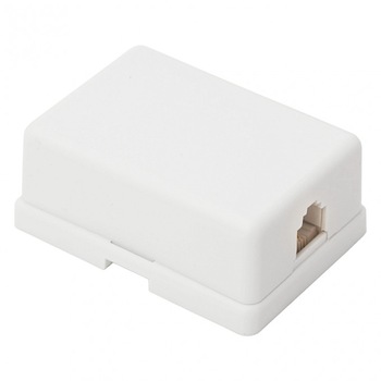 Soclu de perete 6P, 4C, dimensiuni 60 x 40 x 25mm, carcasa din plastic alb Soclu de perete 6P, 4C, dimensiuni 60 x 40 x 25mm, carcasa din plastic alb