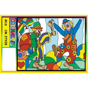 Plansa de colorat catifea Color Velvet Clovni, 28 x 37 cm, 4 ani + Plansa de colorat catifea Color Velvet Clovni, 28 x 37 cm, 4 ani +