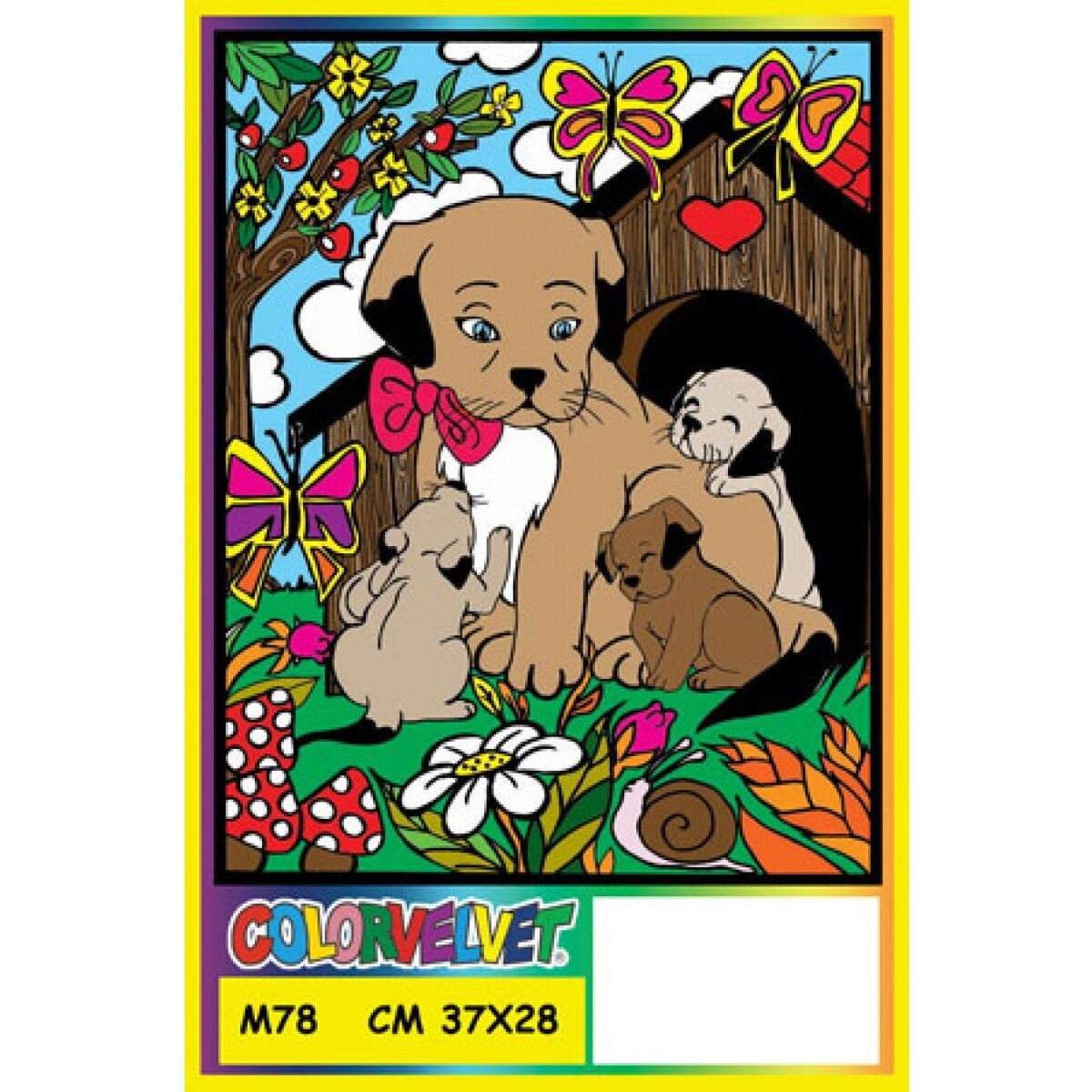 Plansa de colorat catifea Color Velvet Catelusi, 28 x 37 cm, 4 ani +