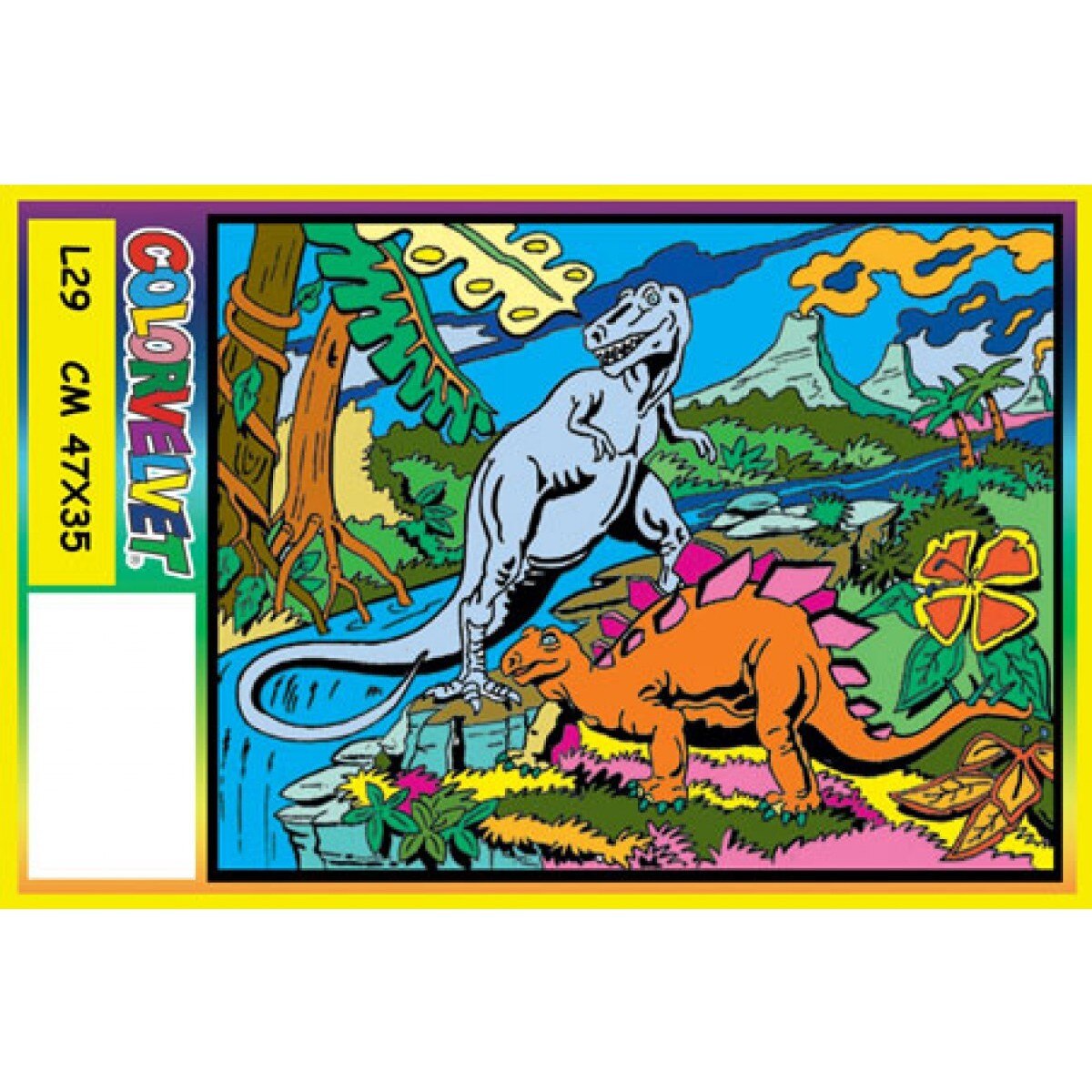 Plansa de colorat catifea Color Velvet Dinozauri, 47 x 35 cm, 4 ani +