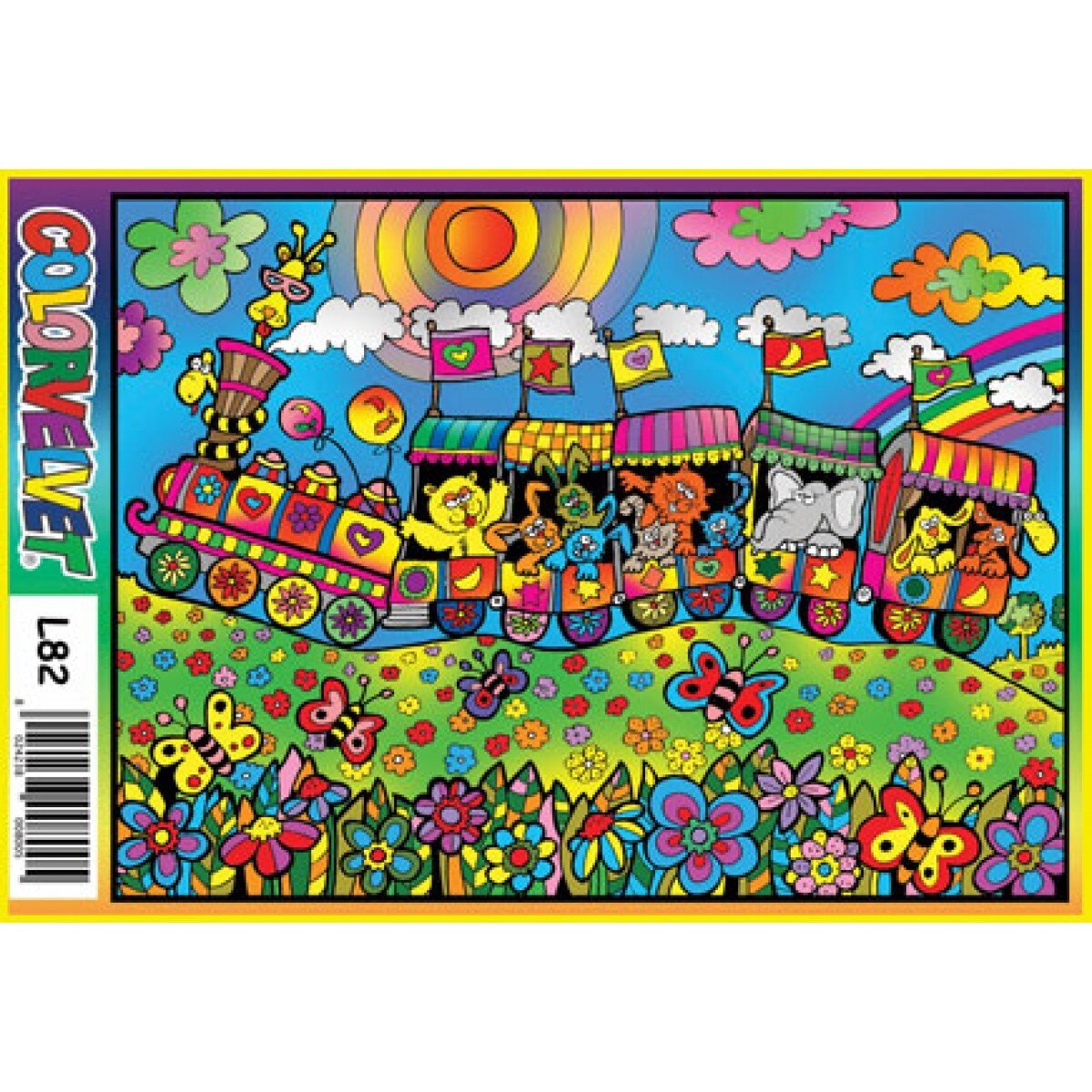 Plansa de colorat catifea Color Velvet Tren, 47 x 35 cm, 4 ani +