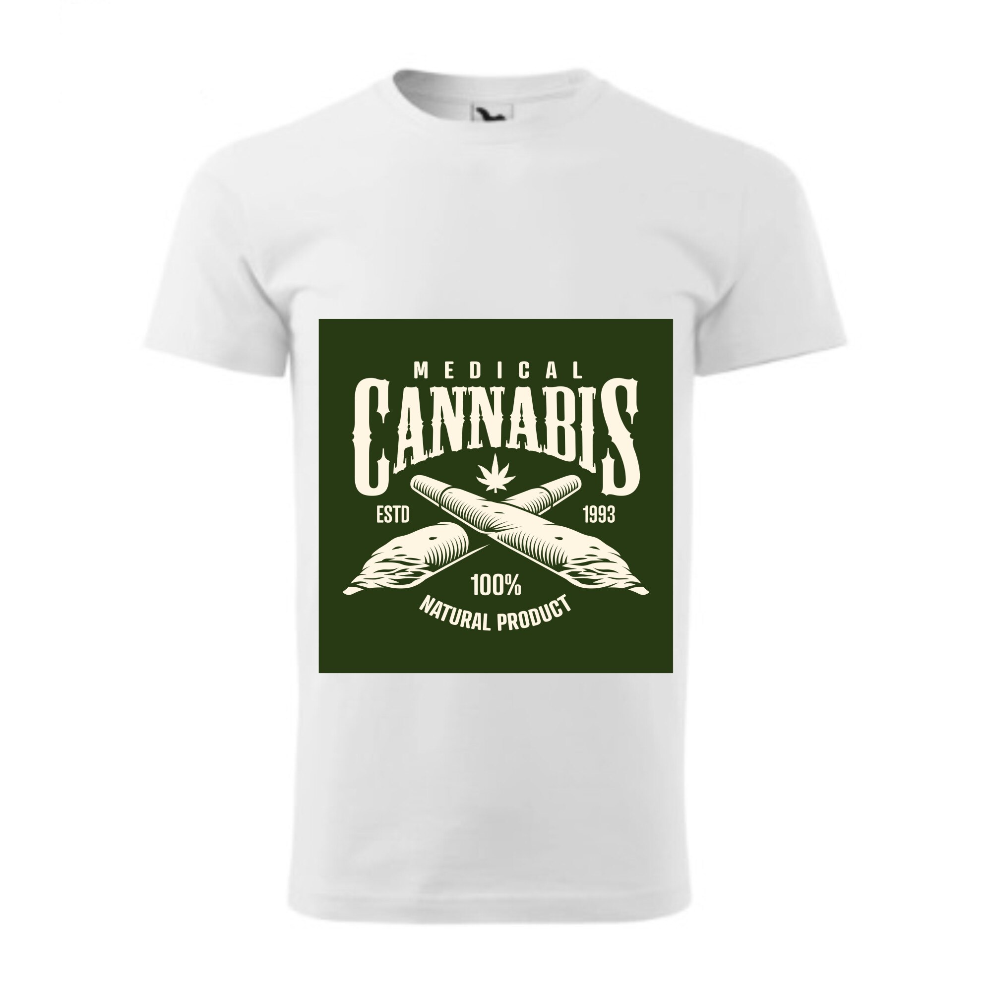 Tricou basic barbati personalizat, Adler, bumbac, alb , S Cannabis