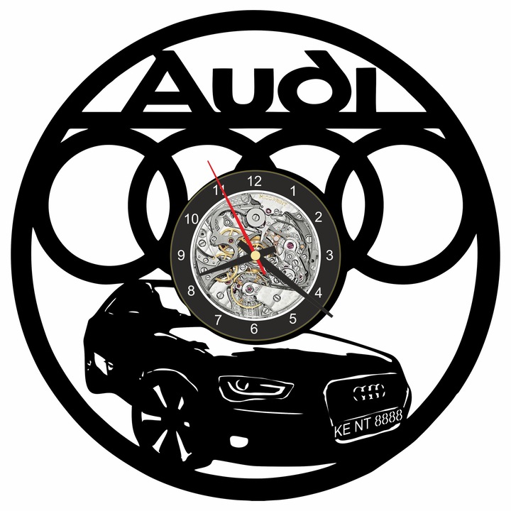 Ceas decorativ personalizat de perete - Audi, 30 cm