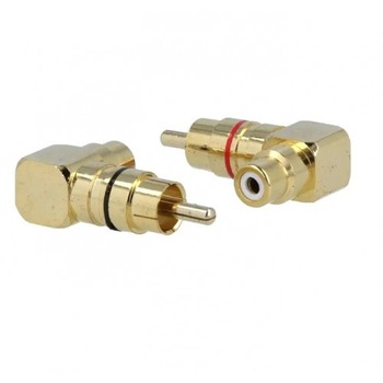 Set 2 adaptoare RCA tata la RCA mama, cotit, ACV, 30.4300-01, T111291 Set 2 adaptoare RCA tata la RCA mama, cotit, ACV, 30.4300-01, T111291