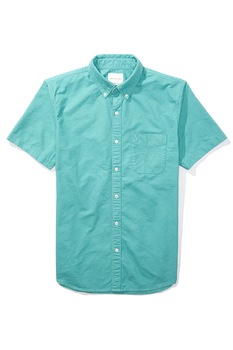 American Eagle, Camasa cu maneci scurte si guler fixat cu nasturi, Verde menta, S American Eagle, Camasa cu maneci scurte si guler fixat cu nasturi, Verde menta, S