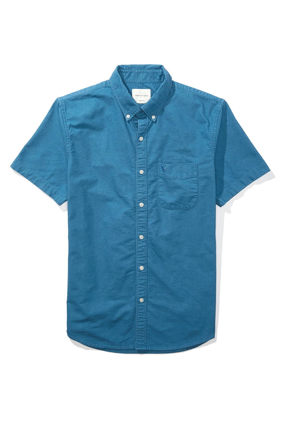 American Eagle, Camasa cu maneci scurte si guler fixat cu nasturi, Albastru lavanda, S