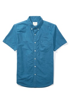 American Eagle, Camasa cu maneci scurte si guler fixat cu nasturi, Albastru lavanda, S American Eagle, Camasa cu maneci scurte si guler fixat cu nasturi, Albastru lavanda, S