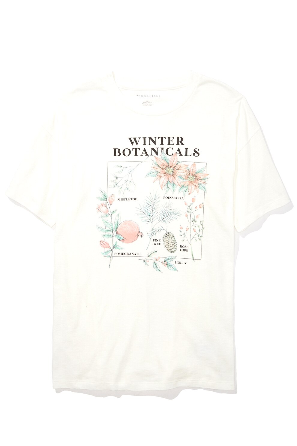 American Eagle, Tricou lejer cu imprimeu, Alb