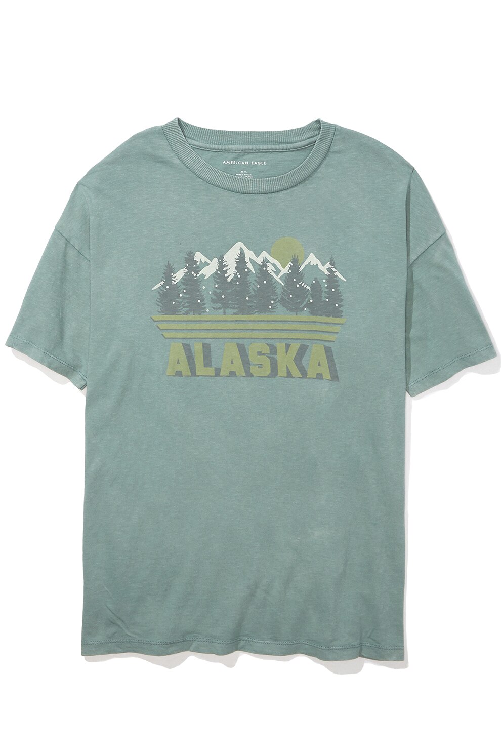 American Eagle, Tricou lejer cu imprimeu, Verde persan