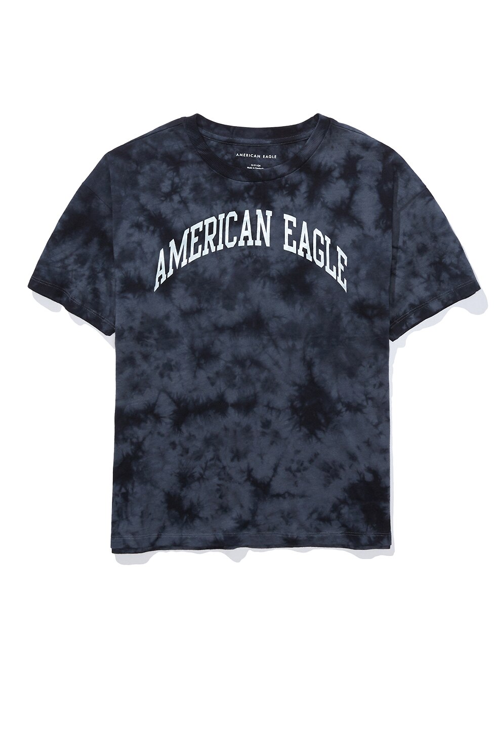 American Eagle, Tricou cu imprimeu logo si model tie-dye, Bleumarin