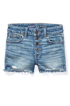 American Eagle, Pantaloni scurti din denim cu margini franjurate, Albastru deschis American Eagle, Pantaloni scurti din denim cu margini franjurate, Albastru deschis
