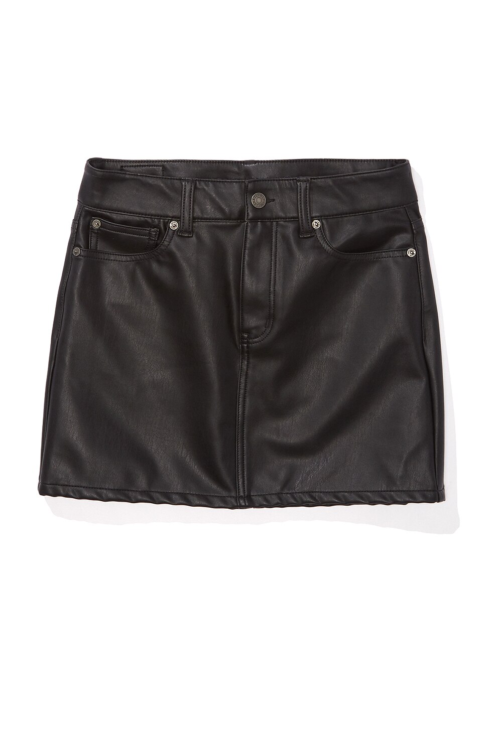 American Eagle, Fusta mini de piele ecologica, Negru
