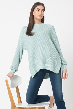 American Eagle, Pulover asimetric cu decolteu la baza gatului, Albastru deschis American Eagle, Pulover asimetric cu decolteu la baza gatului, Albastru deschis