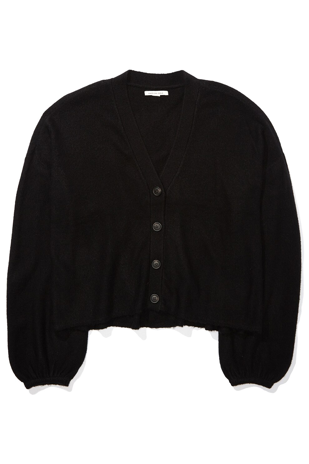 American Eagle, Cardigan cu decolteu in V si maneci cazute, Negru