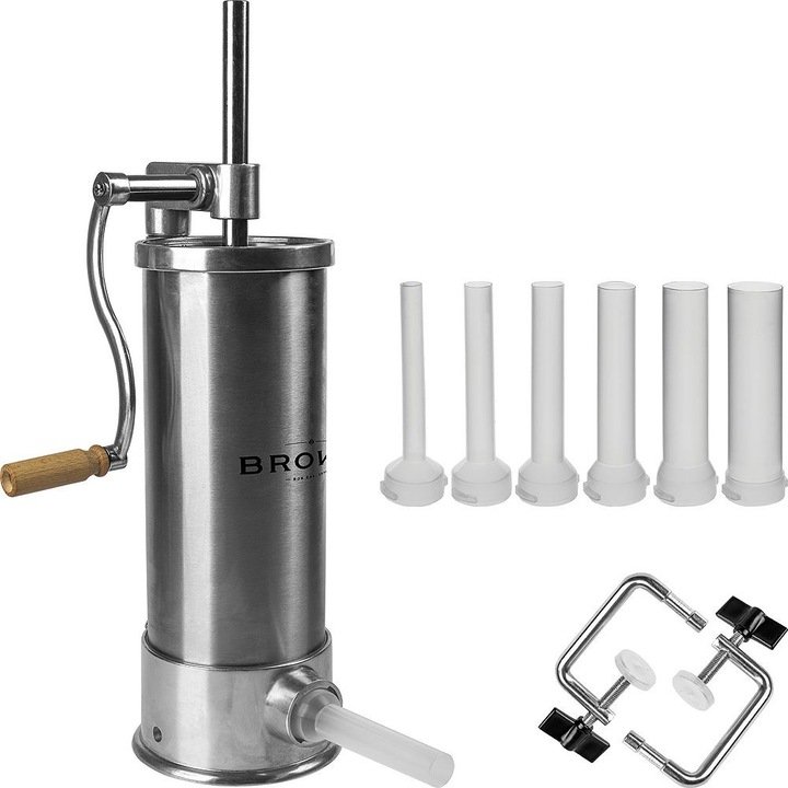 Машина за пълнене на колбаси Browin, вертикална, 5 кг, Сив