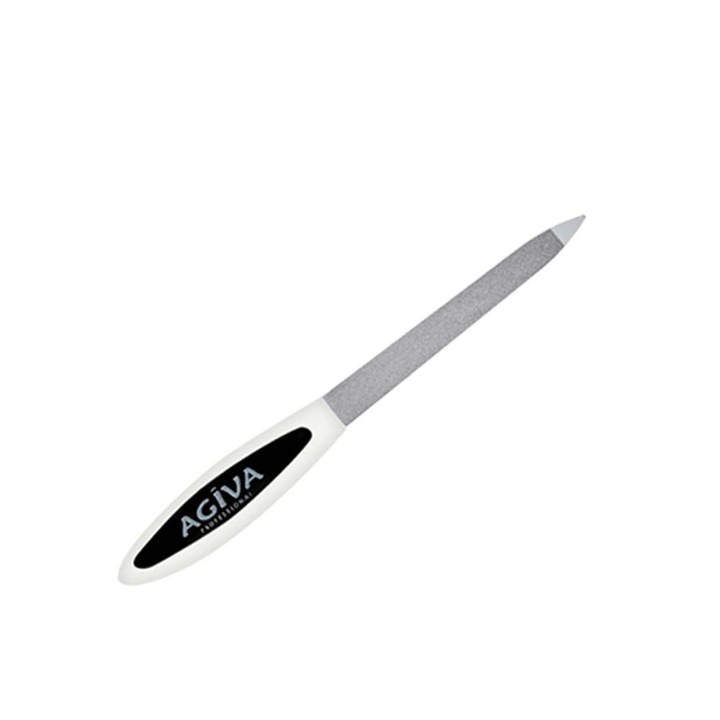 Pila de unghii Agiva Professional, Unghii naturale, Metal, 14 cm, Alb/Gri