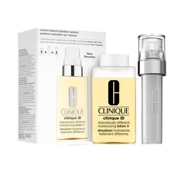 Set Clinique iD for Uneven Skin Tone, Lotiune hidratanta 115 ml, Concentrat pentru stralucire si netezirea pielii 10 ml