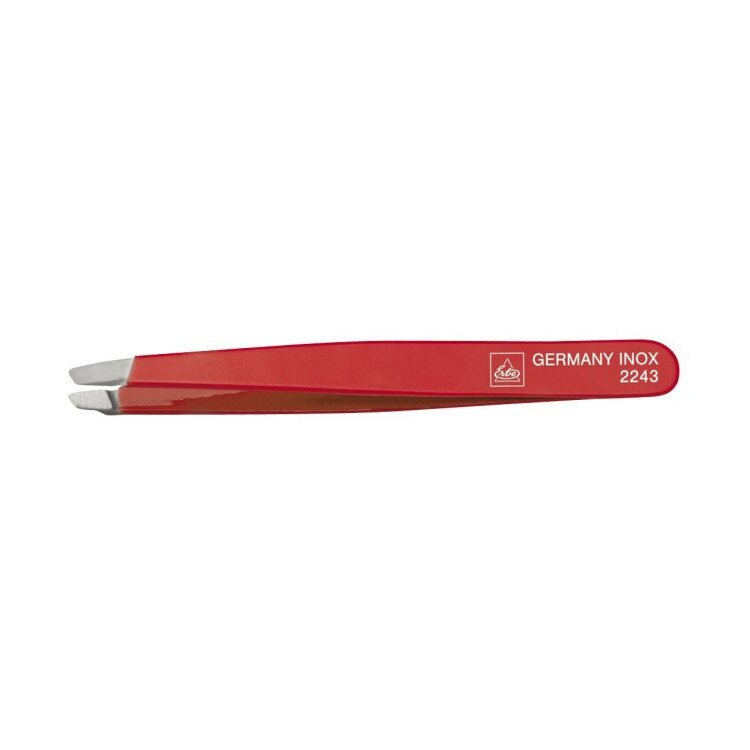 Penseta cu varf oblic, de culoare rosie, din otel inoxidabil, 9.5 cm, Erbe Solingen