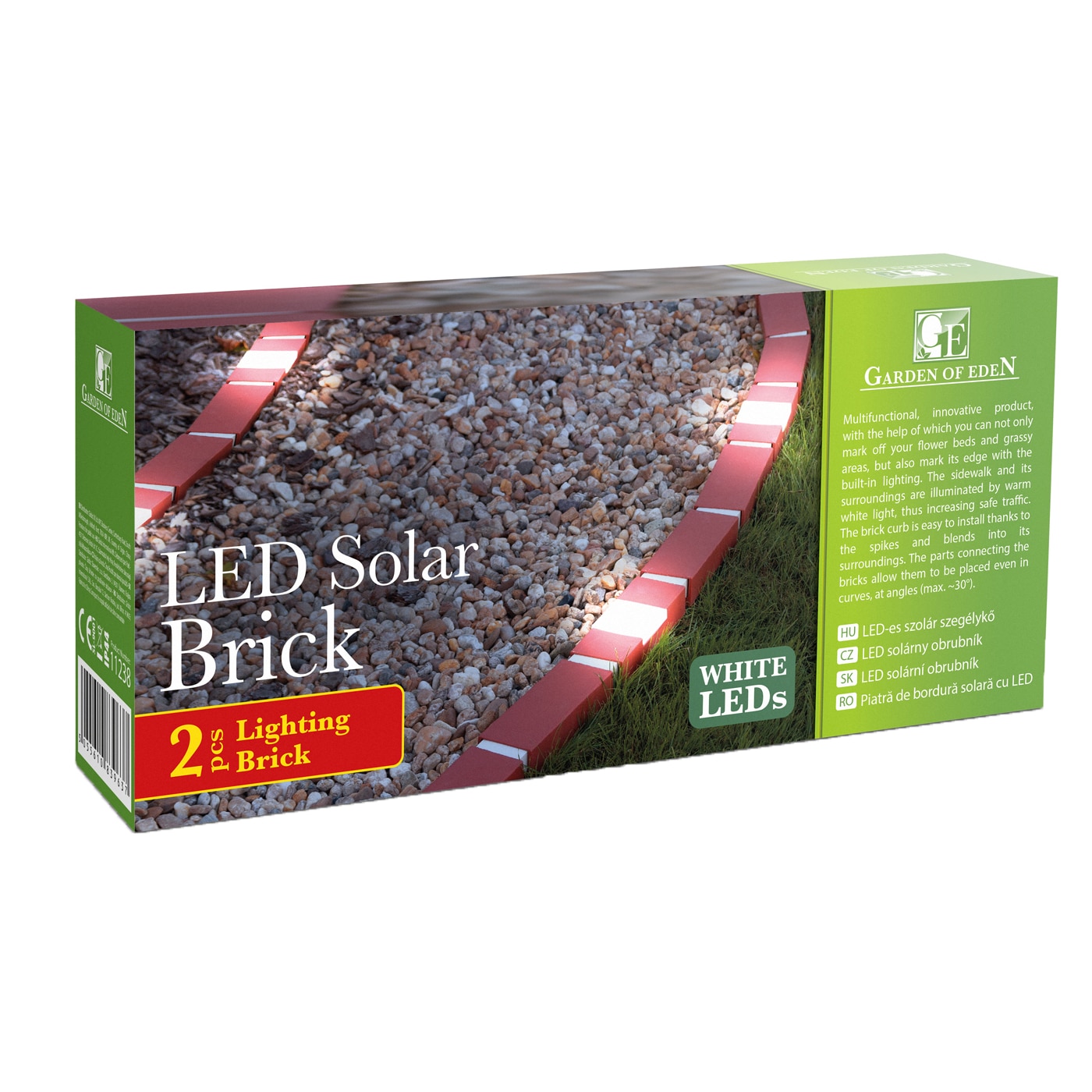 Pachet lampi solare LED de exterior pentru gradina Garden of Eden 11238 Bordura, acumulator 300 mAh, lumina alba calda, IP44, 2 buc, 220 cm