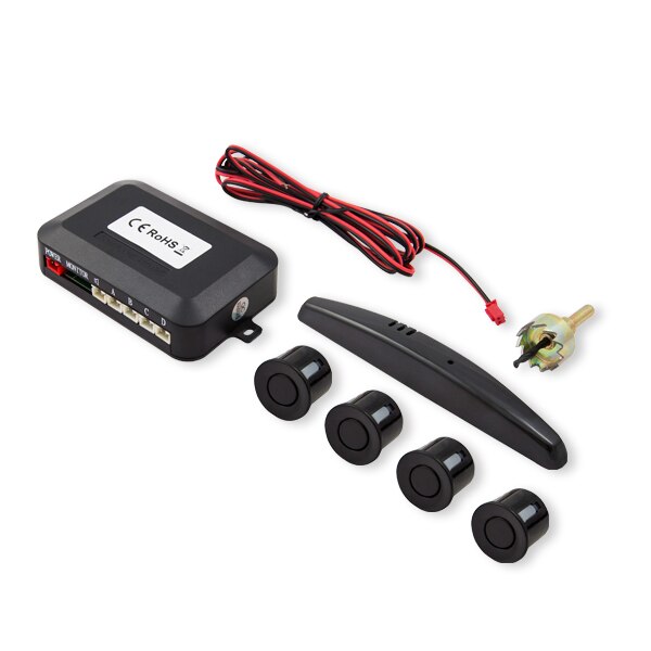 Set senzori de parcare Savio CP-02, kit 4 senzori, display LED si avertizare sonora, Negru