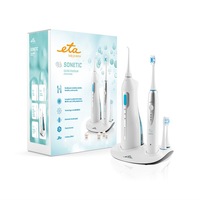 Set periuta de dinti electrica si irigator bucal ETA, 3 moduri curatare, cronometru inteligent, 31000 oscilatii/min, tehnologie sonica MOVE+, acumulator Li-Ion, alb
