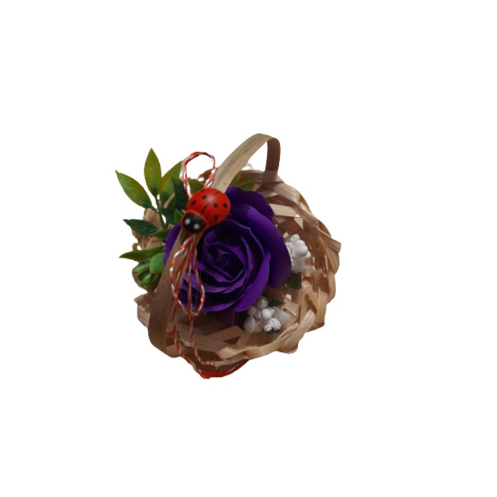 Martisor rózsával kék illatú szappanból